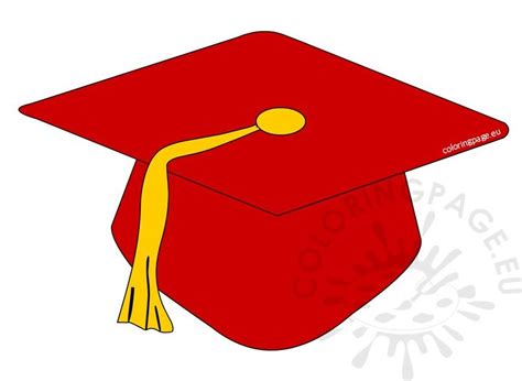 Red Preschool Graduation Cap Clipart Coloring Page