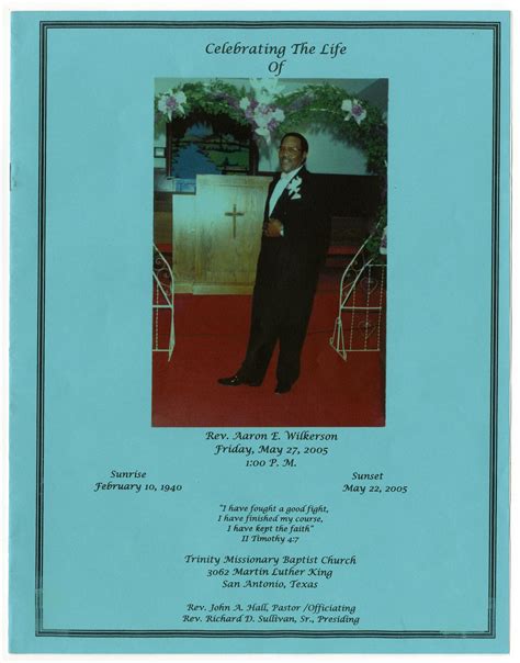 [Funeral Program for Aaron E. Wilkerson, May 27, 2005] - The Portal to