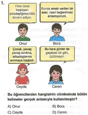 6. Sınıf Türkçe Kelimede Anlam Testi Çöz | Türkçe Ödevim