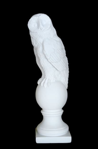 Escultura De Coruja Branca Isolada No Fundo Preto Foto Premium