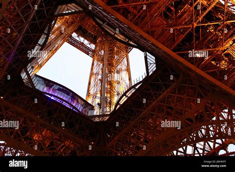 Close Up Of The Eiffel Tower Base Stock Photo Alamy