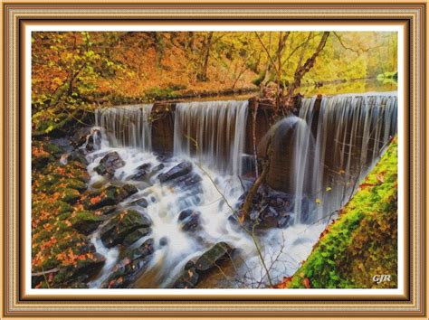 Waterfall In An Autumn Forest Near Darrenviewhurst L A S Printed