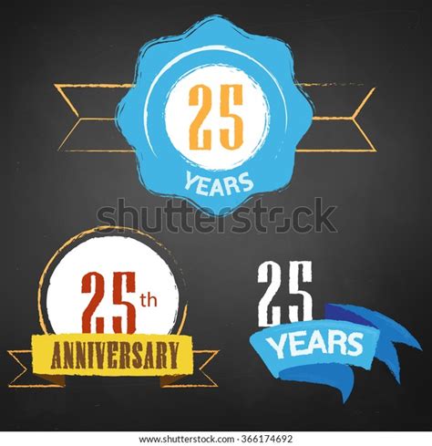 25th Anniversary 25 Years Colorful Chalk Stock Vector Royalty Free