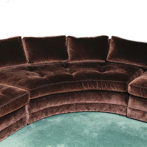Chocolate Brown Velvet Upholstered Sectional Sofa Ebth