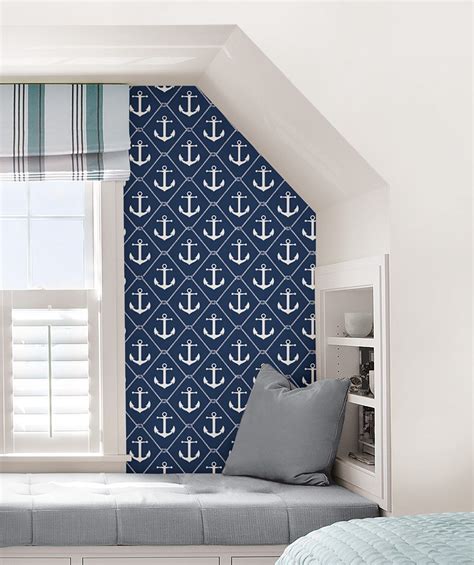 10.05m x 52cm roll (395 ″ x 20.47 ″ ) repeat blue and white hues meld to create an ocean inspired print with a modern edge. Set Sail Navy Peel and Stick Wallpaper | Peel and stick ...