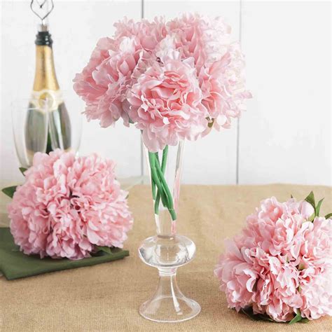efavormart 5 head pink artificial peony silk bouquet for diy wedding party bouquets centerpieces