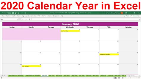 Free Editable 2020 Calendar Template Excel Tutorial Pics