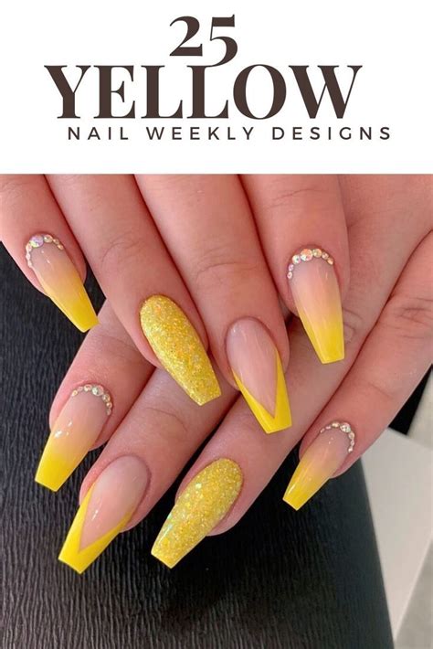 Best Yellow Nails Design Ideas In This Week Yellow Nails Design Yellow Nails Summer Acrylic