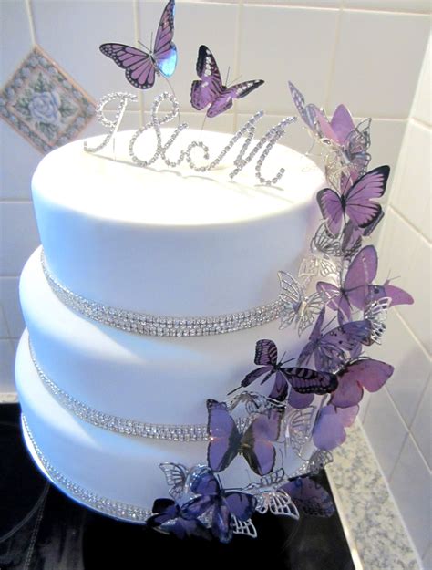 Purple Butterfly Bling Wedding Cake
