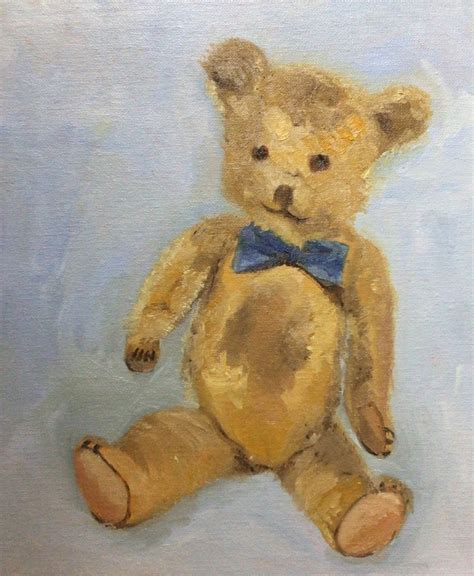 Teddy Bear Art Original Oil Painting Small Artwork Impressionist Art