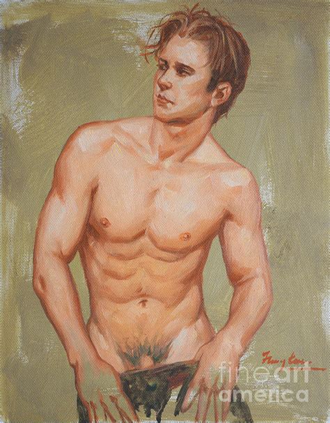 Original Oil Painting Art Male Nude Man On Canvas 16 1 25 05 Greeting