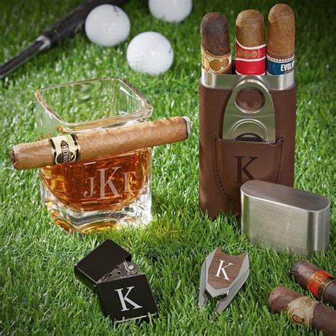 Classic Monogram Custom Whiskey And Cigar Gift Set In Whiskey