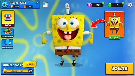 Liberei A Nova Skin Do Bob Esponja No Stumble Guys Youtube