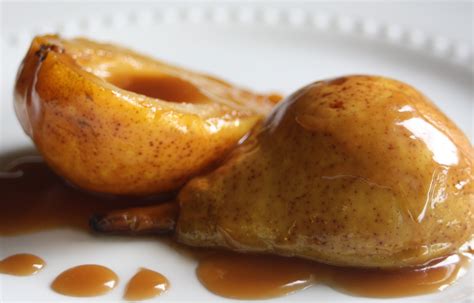 Paper Plates And China Baked Pears With Butterscotch Sauce