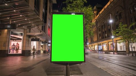 Royalty Free City Street Billboard Stand With Green Screen