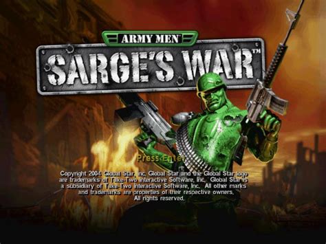 Sarge's war, is the continuation and the last game of the sarge's heroes series and it was the first game in the series to be released by global star software instead of series creator 3do (though 3do started production and made the fmv cutscenes prior to going under). Download Army Men: Sarge's War (Windows) - My Abandonware