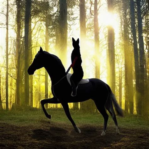 Cat Riding A Horse Through A Forest Stable Diffusion Openart