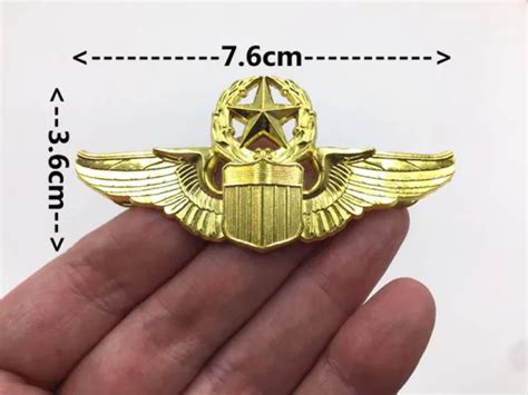 Usaf Us Air Force Military Command Pilot Metal Wings Gold Badge Pin