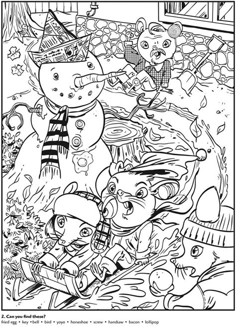 A hidden picture puzzle by liz ball. Colouring-in page - sample from 'Animal Antics Hidden ...