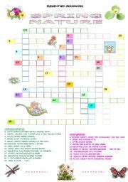 Spring crossword puzzle worksheet answers. SPRING NATURE - elementary crossword - ESL worksheet by ...