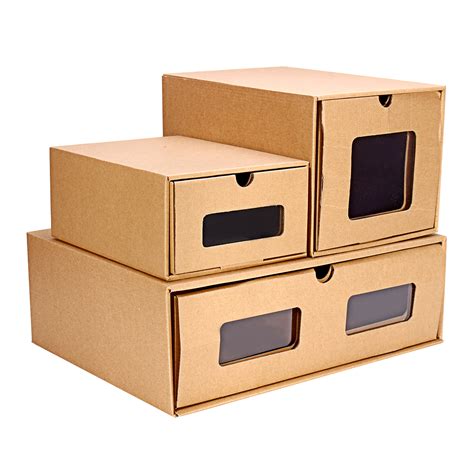 5 Sizes Shoe Storage Paper Boxes Display Organizer Drawer Pull Box Stackable Foldable Cardboard