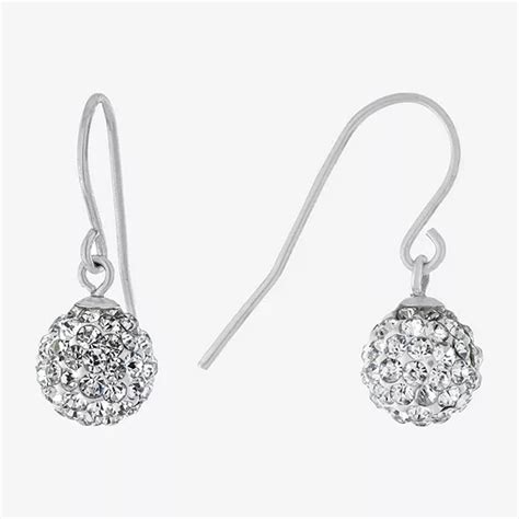 Silver Treasures Crystal Sterling Silver Ball Drop Earrings Jcpenney