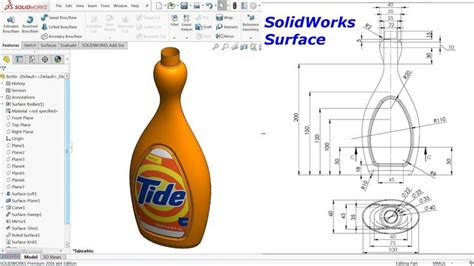 Solidworks Surface Tutorial Bottle Youtube Solidworks Tutorial