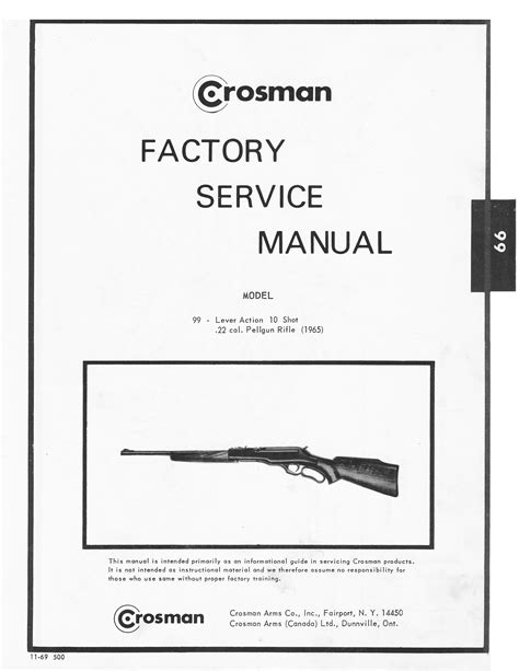 Crs99fsm1969 Download Factory Service Manual For Crosman Model 99