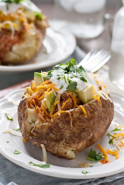 Wash potato (or potatoes) thoroughly with a stiff brush and cold running water. 13 Healthy Baked Potatoes That Go Beyond Cheese & Bacon ...