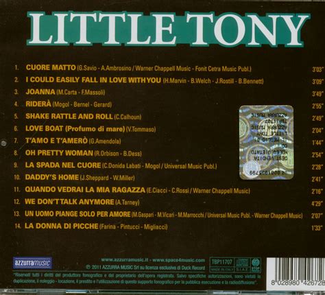 Jun 06, 2021 · little tony ricordiamo che è stato uno dei cantanti più importanti della storia della musica italiana, autore di alcuni brani tra i più conosciuti, come cuore matto, capelli biondi e spada nel. Little Tony CD: Cuore Matto (CD) - Bear Family Records