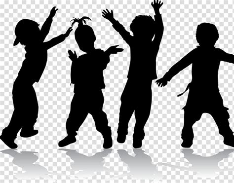 Silhouette Of Four Children Dance Dancing Kids Transparent