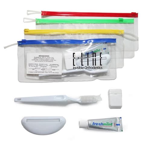 Four Piece Dental Kit With Imprinted Zipper Pouch Dental Giveaways