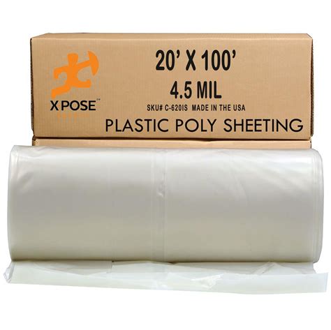 Clear Poly Sheeting 20x100 Feet Heavy Duty 45 Mil Thick Plastic