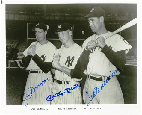 Lot Detail Mickey Mantle Ted Williams And Joe Dimaggio Signed 8x10
