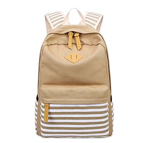 buy abshoo causal canvas stripe backpack cute teen backpacks for girls school bag khaki online