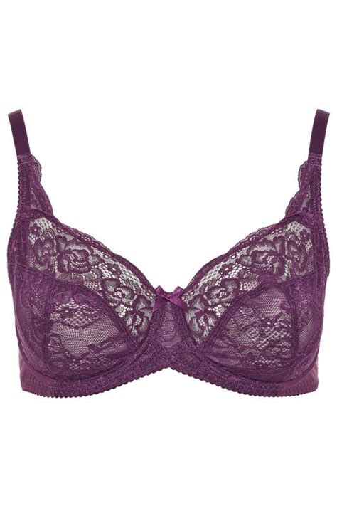 Purple Stretch Lace Wired Bra Yours Clothing