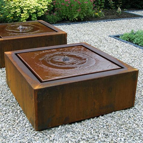 Buy Corten Square Water Feature With Fountain — The Worm That Turned