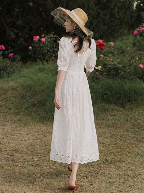 White Cottage Core Dress Milk Maid Dress Summer Wedding Guest Etsy