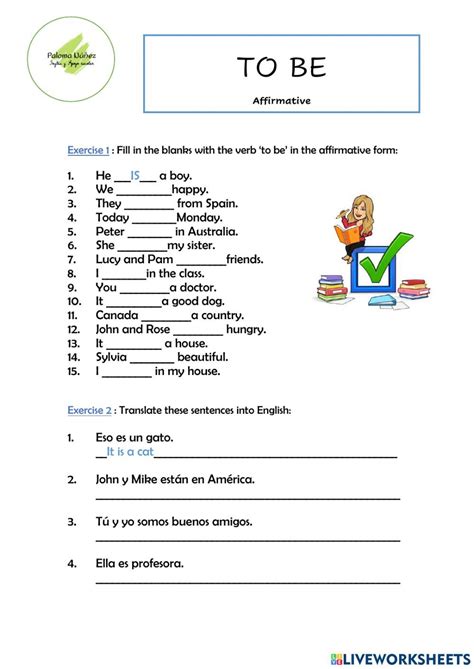 Verb To Be Affirmative Interactive Worksheet Grammar Lessons The Best