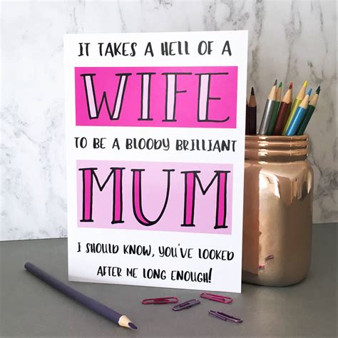 Funny Mothers Day A5 Card For Wife By The New Witty