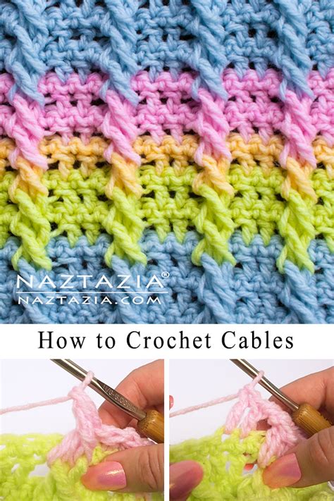 How to Crochet Cable Stitch and Crochet Braids - Naztazia