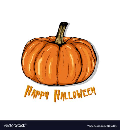 An Of A Cartoon Pumpkin Happy Halloween Hand Vector Image