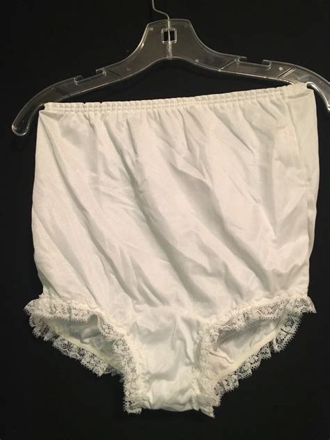 Vintage Double Nylon Panty Granny Panties Lace Trim White Size Large Ebay Pin Your Ebay