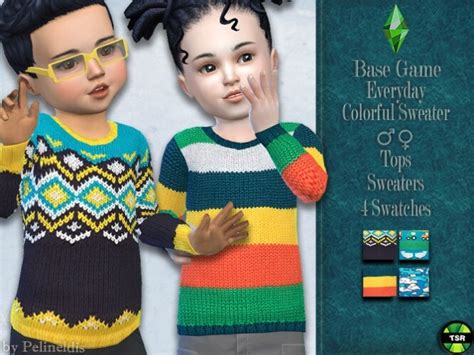 Toddler Colorful Sweater By Pelineldis At Tsr Sims 4 Updates