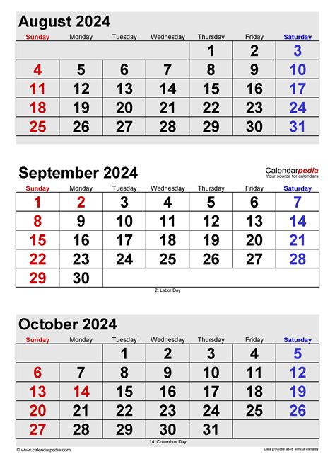 September 2024 Calendar Templates For Word Excel And Pdf