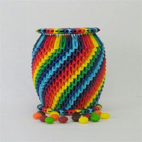 Items Similar To Rainbow Swirls 3d Origami Vase Home Accents 3d
