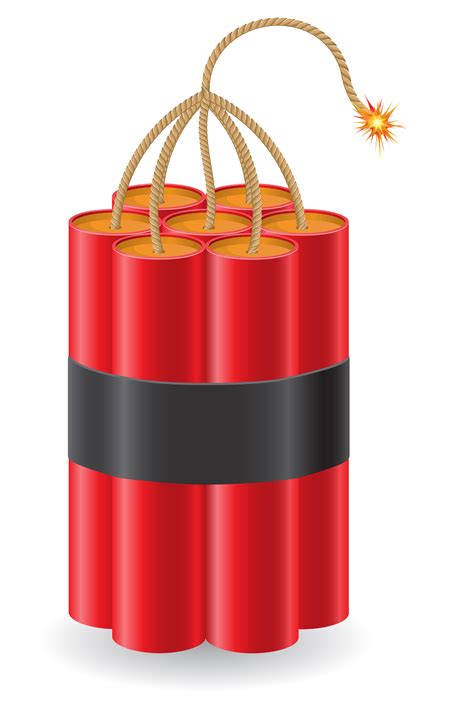 Explosive Dynamite With A Burning Fuse Vector Illustration 513506