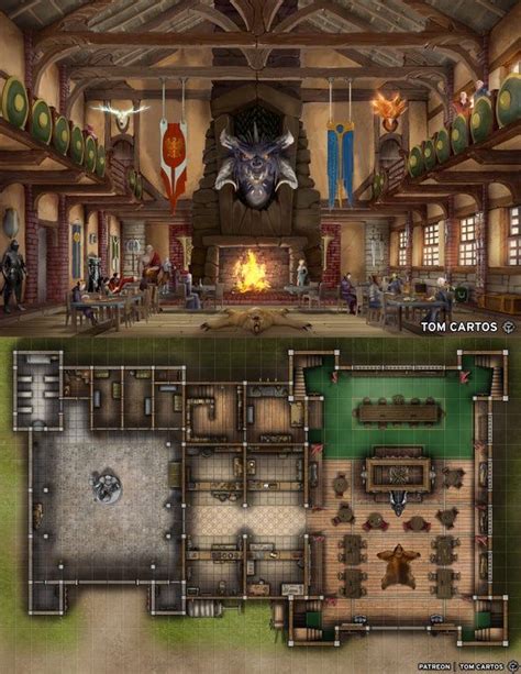 Oc Art Adventurers Guild Interior Scene And Battlemap 34x44 In