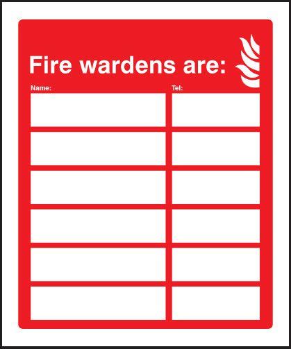 Apart from this, it also reached the milestone of $1 billion worldwide. 'Fire Wardens Are' Signs (with Space for 6 Names and ...