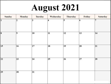 Free Editable 2021 Monthly Calendar Template Word